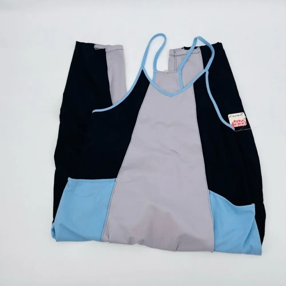 NWT Free People Movement Jumpsuit Overall Oversized Color Block Size S - Picture 4 of 12